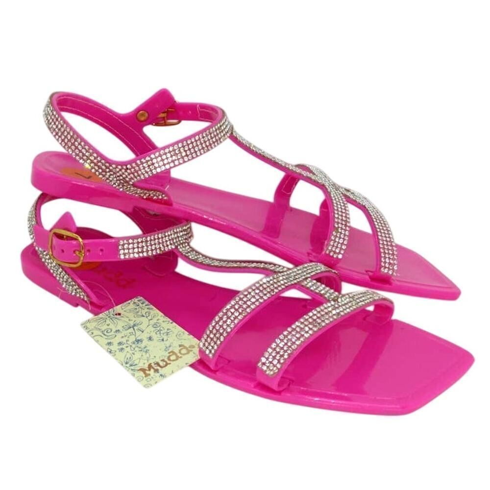 Mudd Sandals NEW w/Tags Women's Hot Pink Rhinestone Embellished Sandals - sz. 7